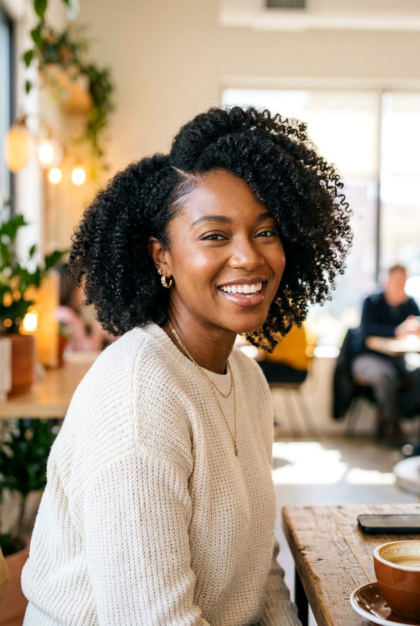 Medium Length Afro with Side Part - 20 afro with side part hairstyle - 20 afro with side part hairstyle