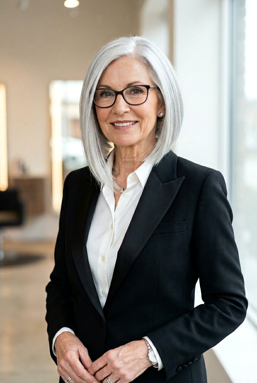 Medium Length Angled Bob - 20 medium haircut for women over 70 - 20 medium haircut for women over 70