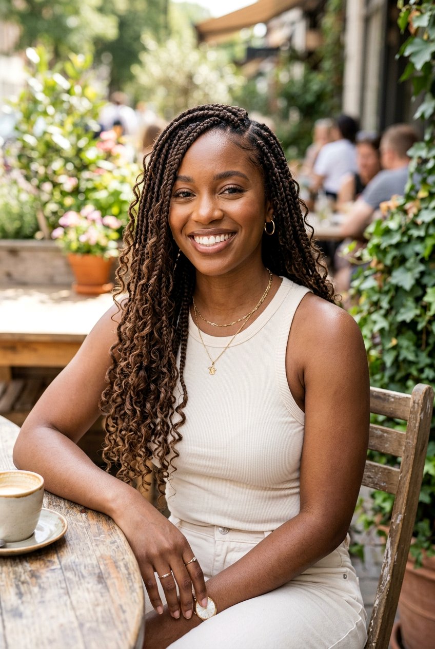 Medium Length Boho Box Braids - 20 boho braid hairstyles - 20 boho braid hairstyles