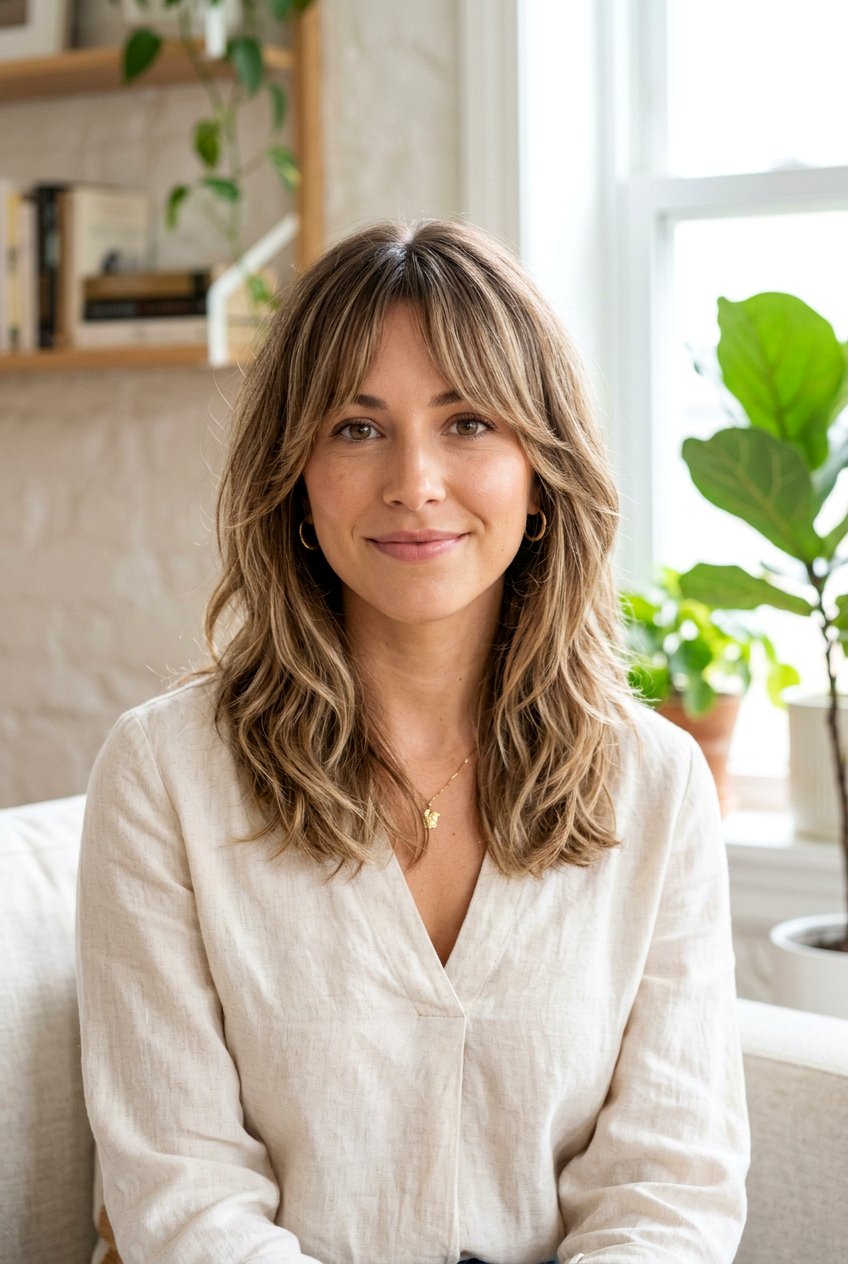 Medium Length Cut With Curtain Bangs - 20 medium haircut for oval face women - 20 medium haircut for oval face women