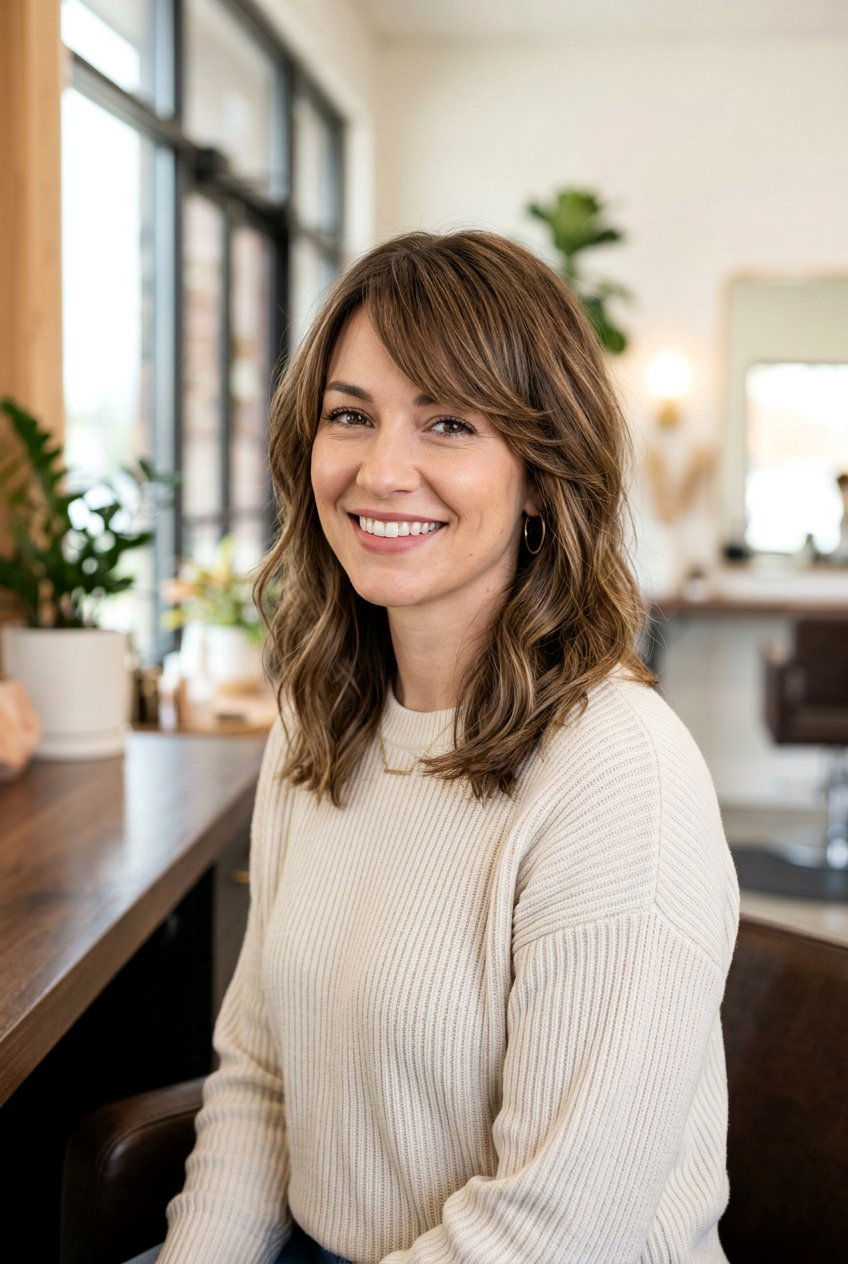 Medium Length Cut With Side Swept Bangs - 20 medium haircut for oval face women - 20 medium haircut for oval face women