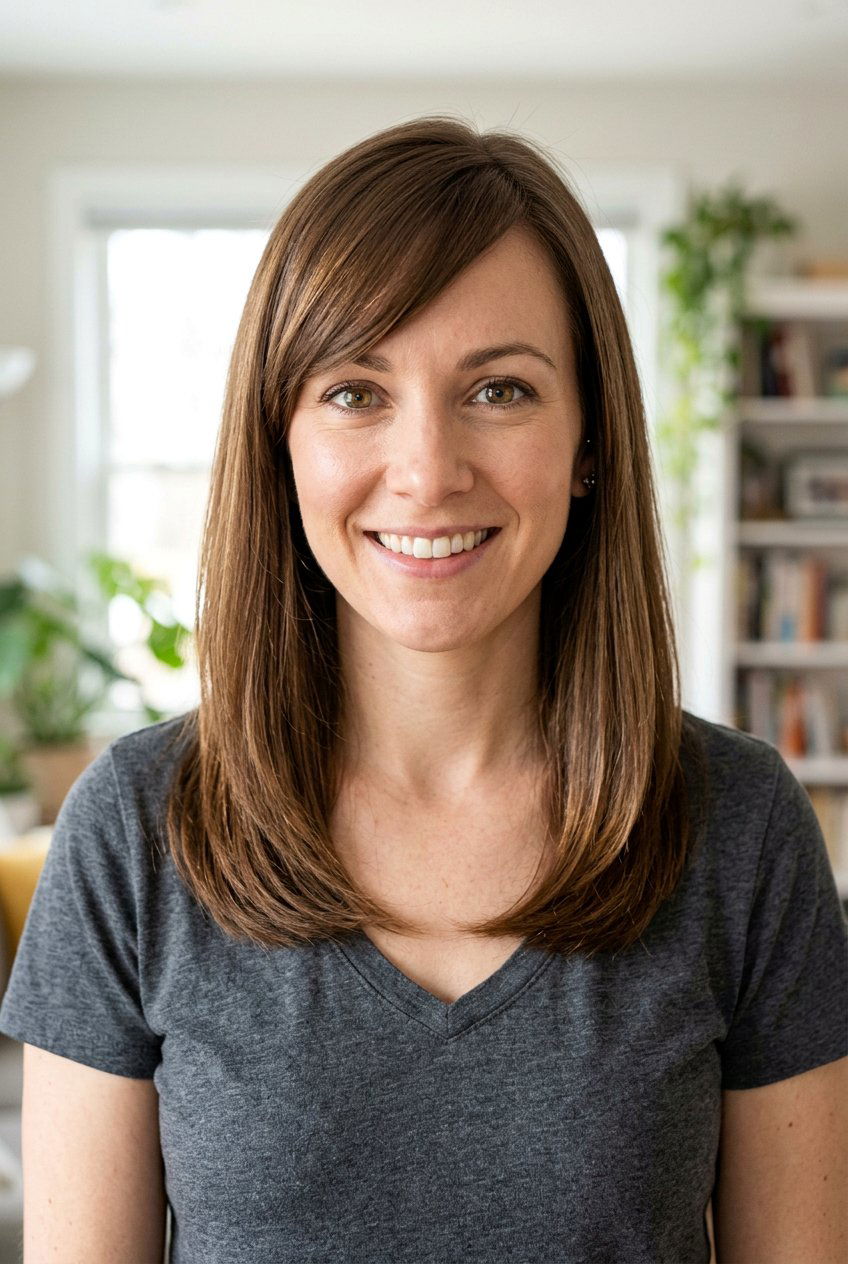 Medium Length Hair With Side Swept Fringe - 20 medium haircut for square face women - 20 medium haircut for square face women