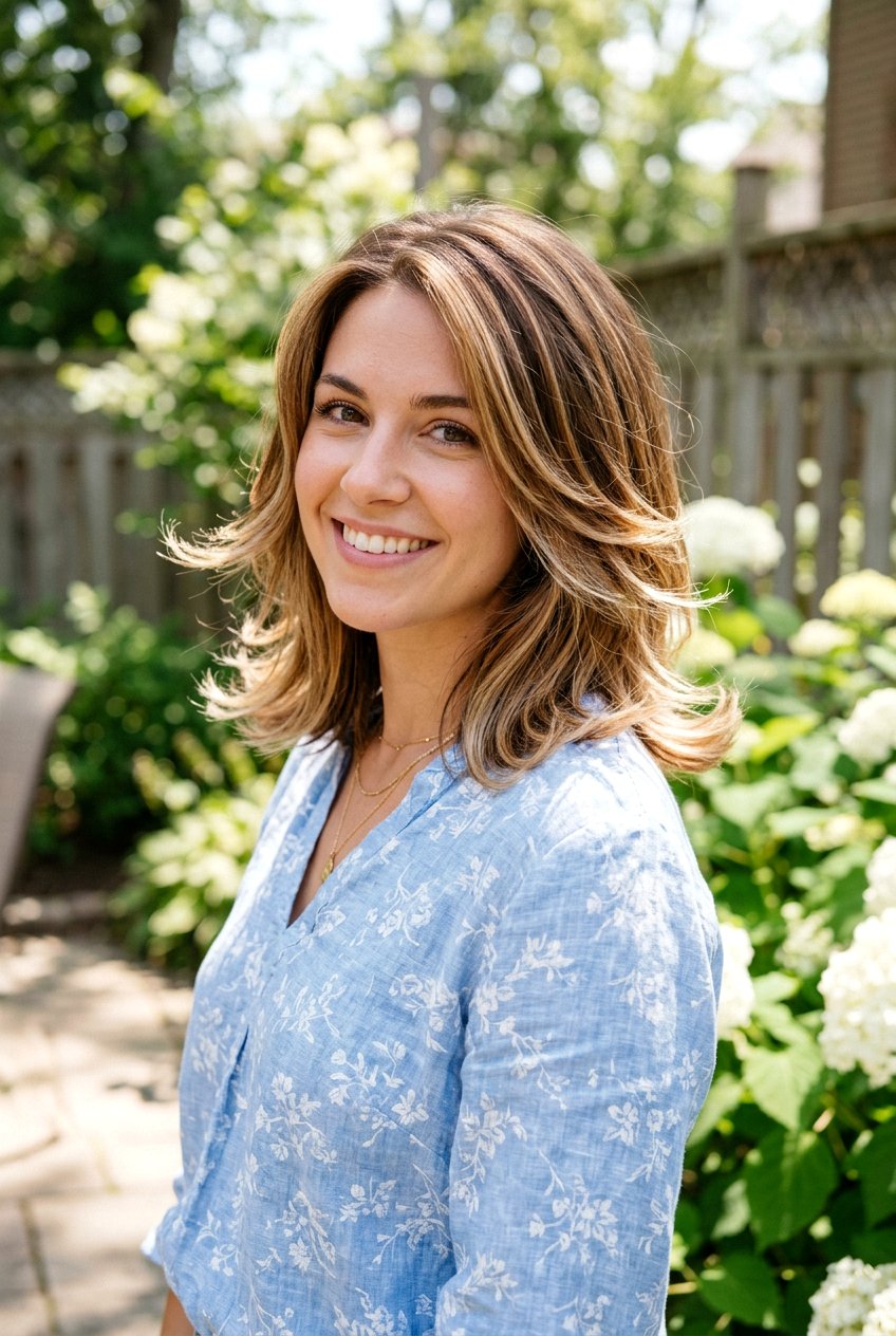 Medium Length Layered Haircut With Highlighted Flipped Ends - 20 medium haircut with flipped ends - 20 medium haircut with flipped ends