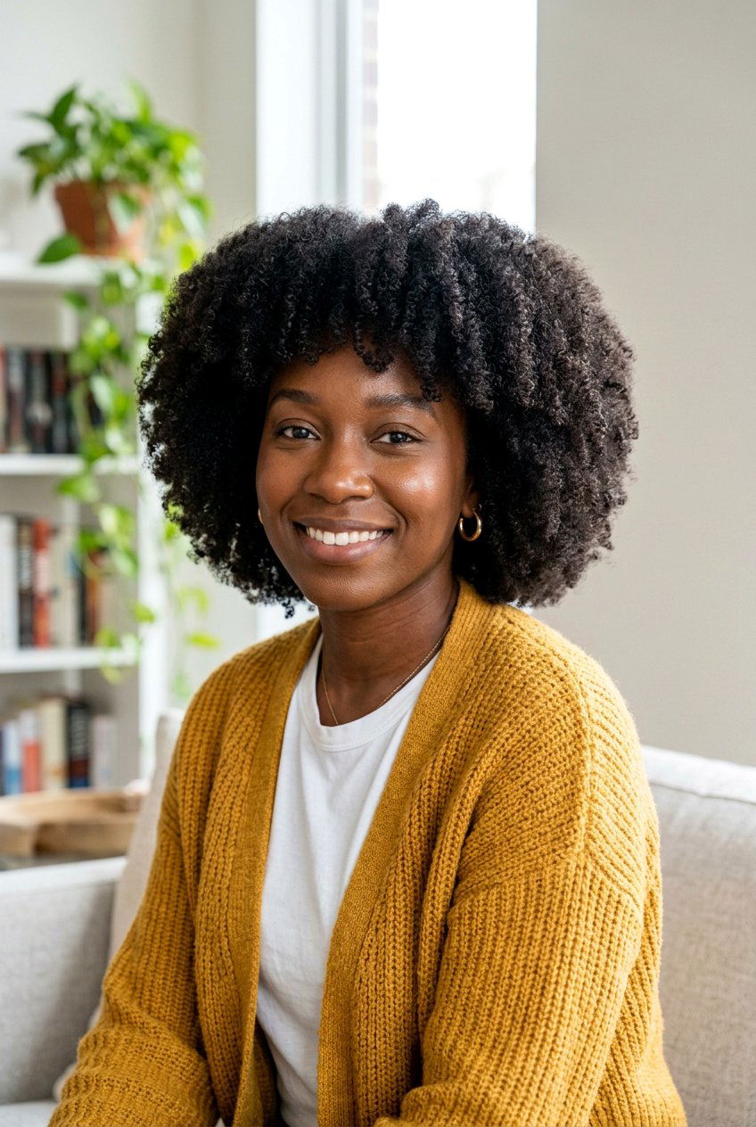 Medium Length Rounded Afro - 20 rounded afro haircut for black women - 20 rounded afro haircut for black women