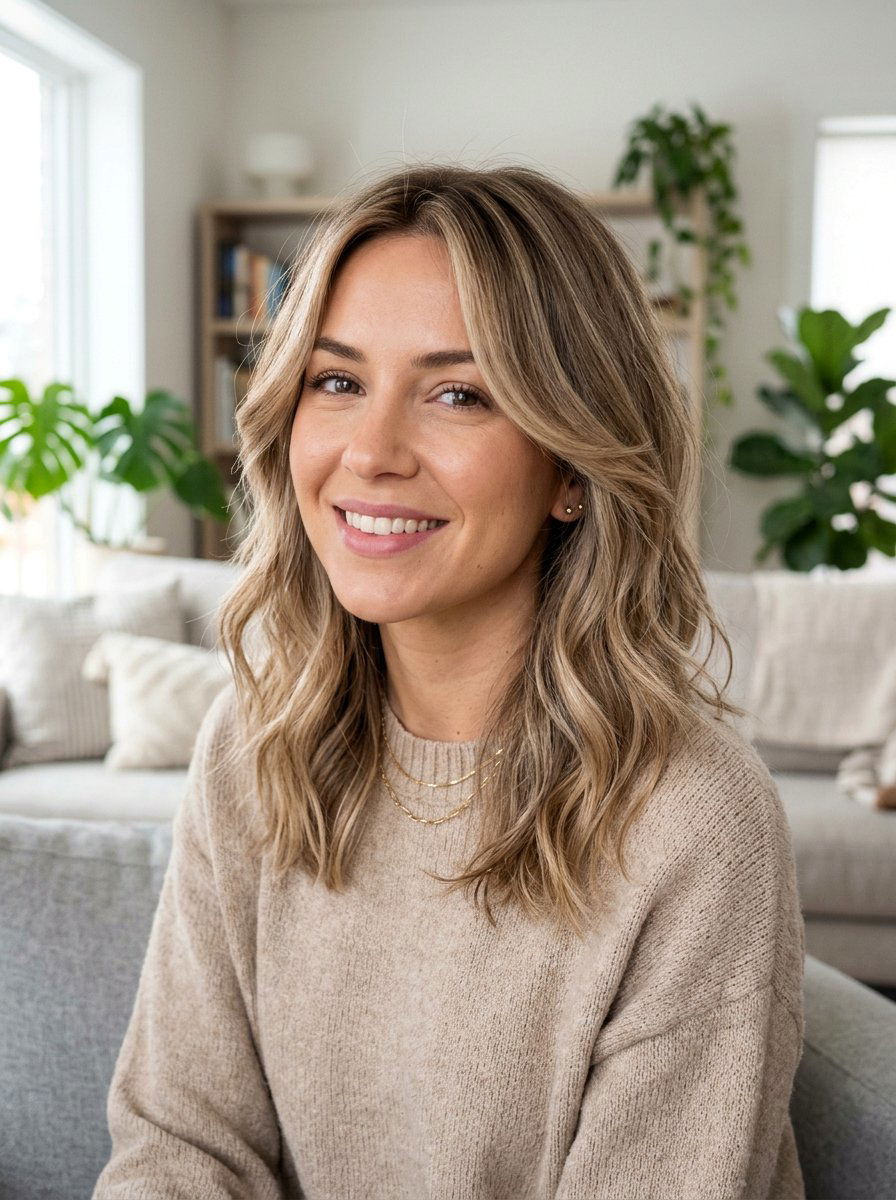 Medium Length Sandy Beige Balayage With Face Framing - 20 sandy beige balayage - 20 sandy beige balayage