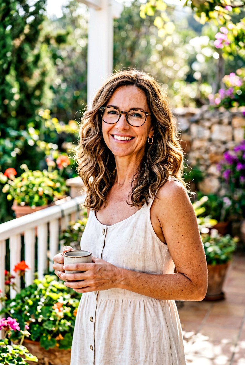 Medium Length Wavy Hair - 20 hairstyles for women with glasses over 40 - 20 hairstyles for women with glasses over 40