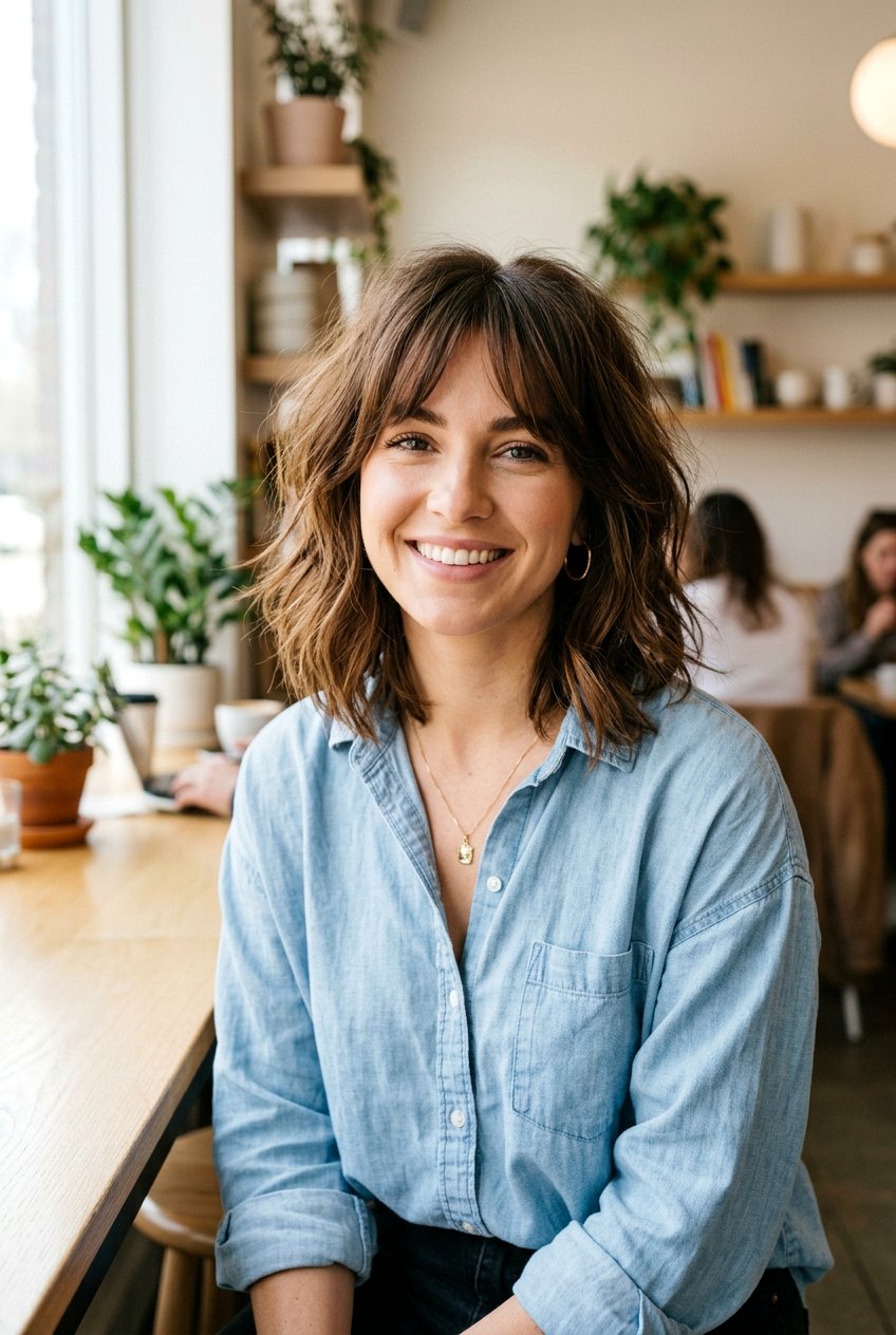 Medium Messy Bob With Curtain Bangs - 20 medium haircut with curtain fringe - 20 medium haircut with curtain fringe