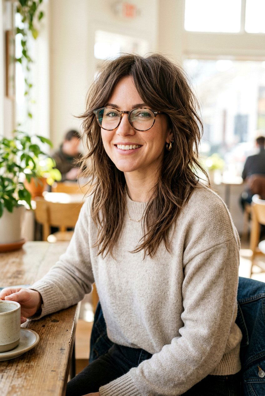 Medium Razor Cut Shag With Glasses - 20 medium shag for women with glasses - 20 medium shag for women with glasses