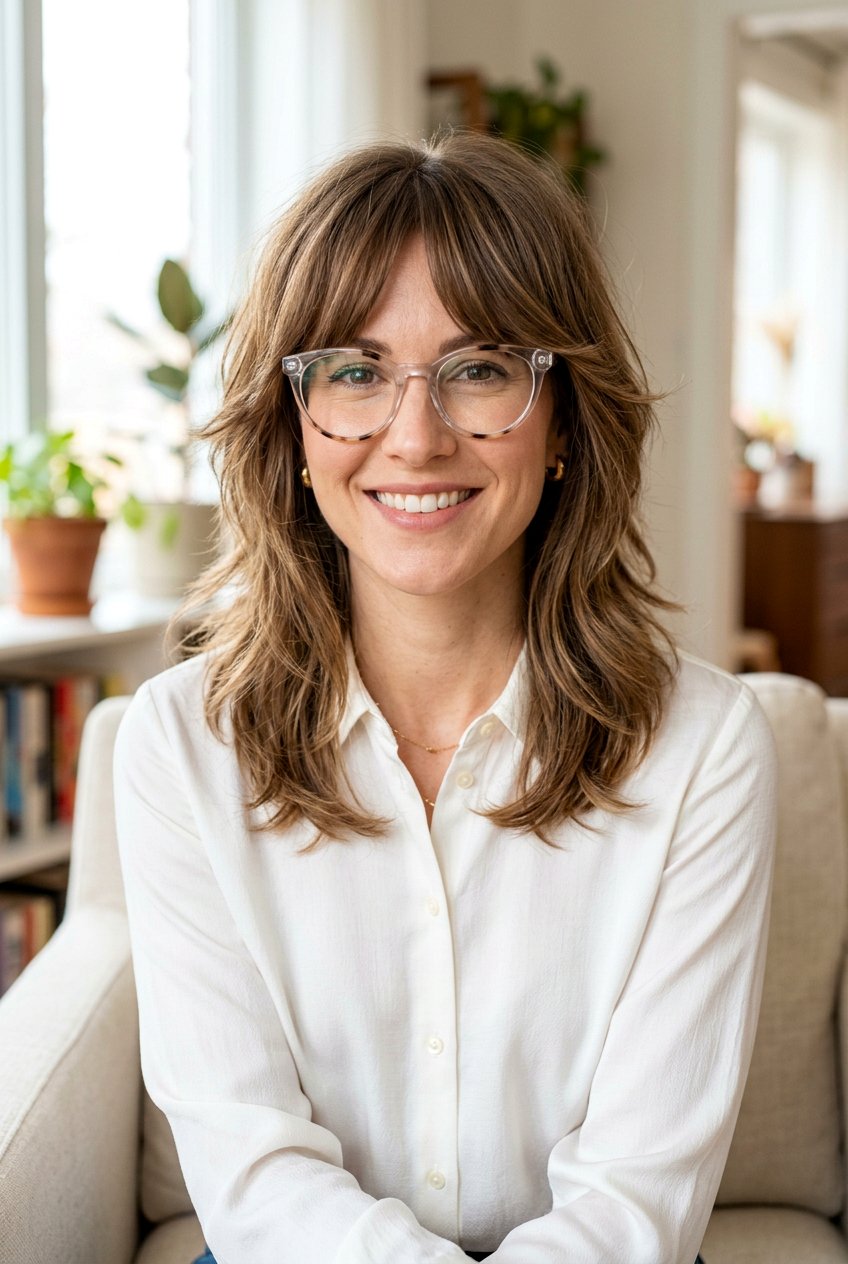 Medium Shag For Heart Shaped Face With Glasses - 20 medium shag for women with glasses - 20 medium shag for women with glasses