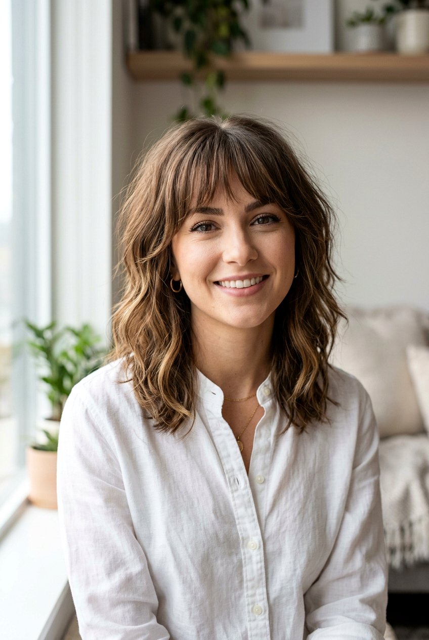 Medium Shag Haircut With Bottleneck Bangs - 20 shag haircut with bottleneck bangs - 20 shag haircut with bottleneck bangs