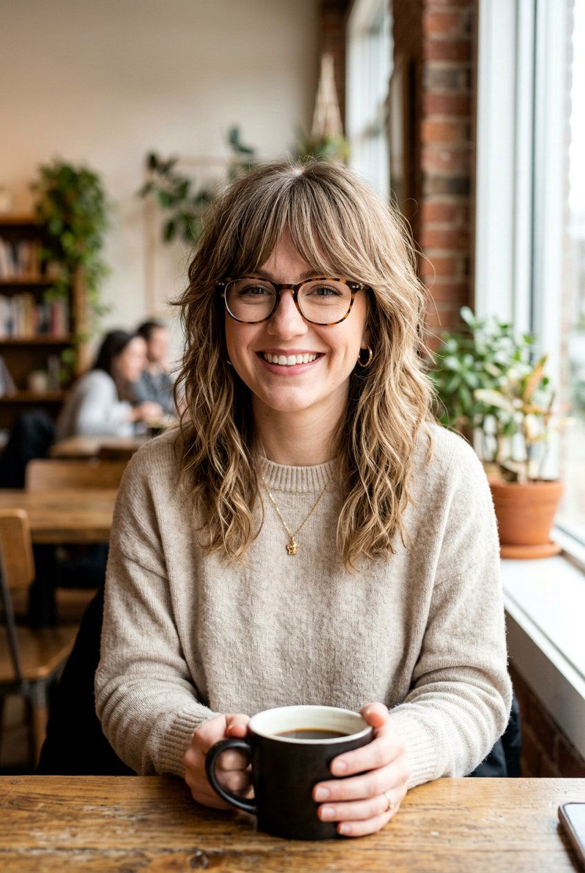 Medium Shag With Curtain Bangs And Glasses - 20 medium shag for women with glasses - 20 medium shag for women with glasses