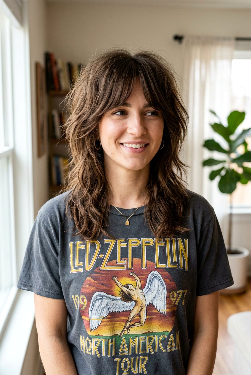 Medium Shag With Curtain Bangs - 20 choppy layered haircut for medium hair - 20 choppy layered haircut for medium hair