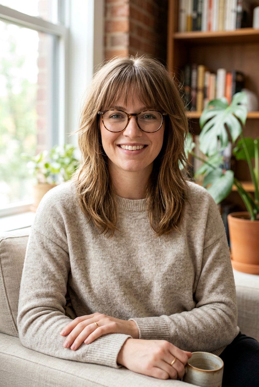 Medium Shag With Wispy Bangs And Glasses - 20 medium shag for women with glasses - 20 medium shag for women with glasses