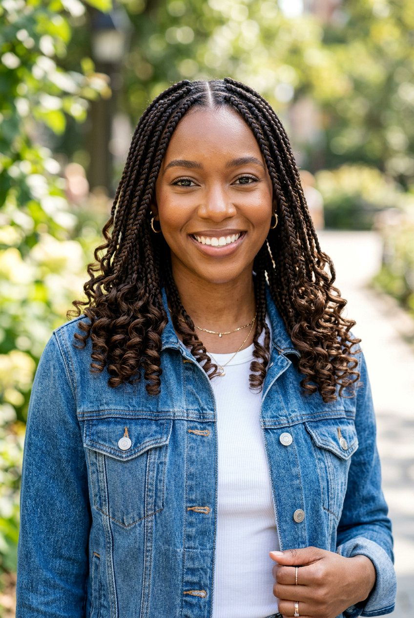 Medium Shoulder Length Knotless Braids With Curls - 20 shoulder length knotless braids with curls - 20 shoulder length knotless braids with curls