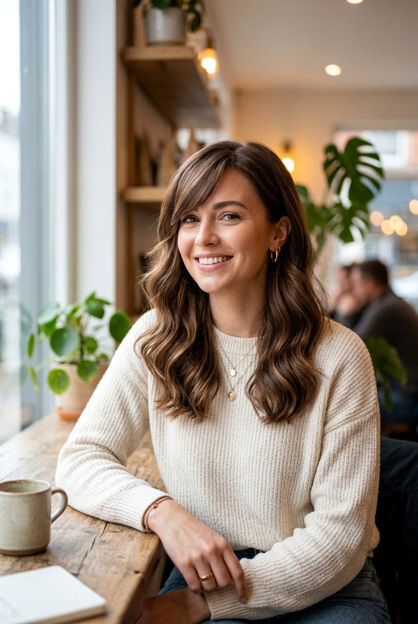 Medium Soft Waves Haircut With Side Fringe - 20 medium haircut with side fringe - 20 medium haircut with side fringe