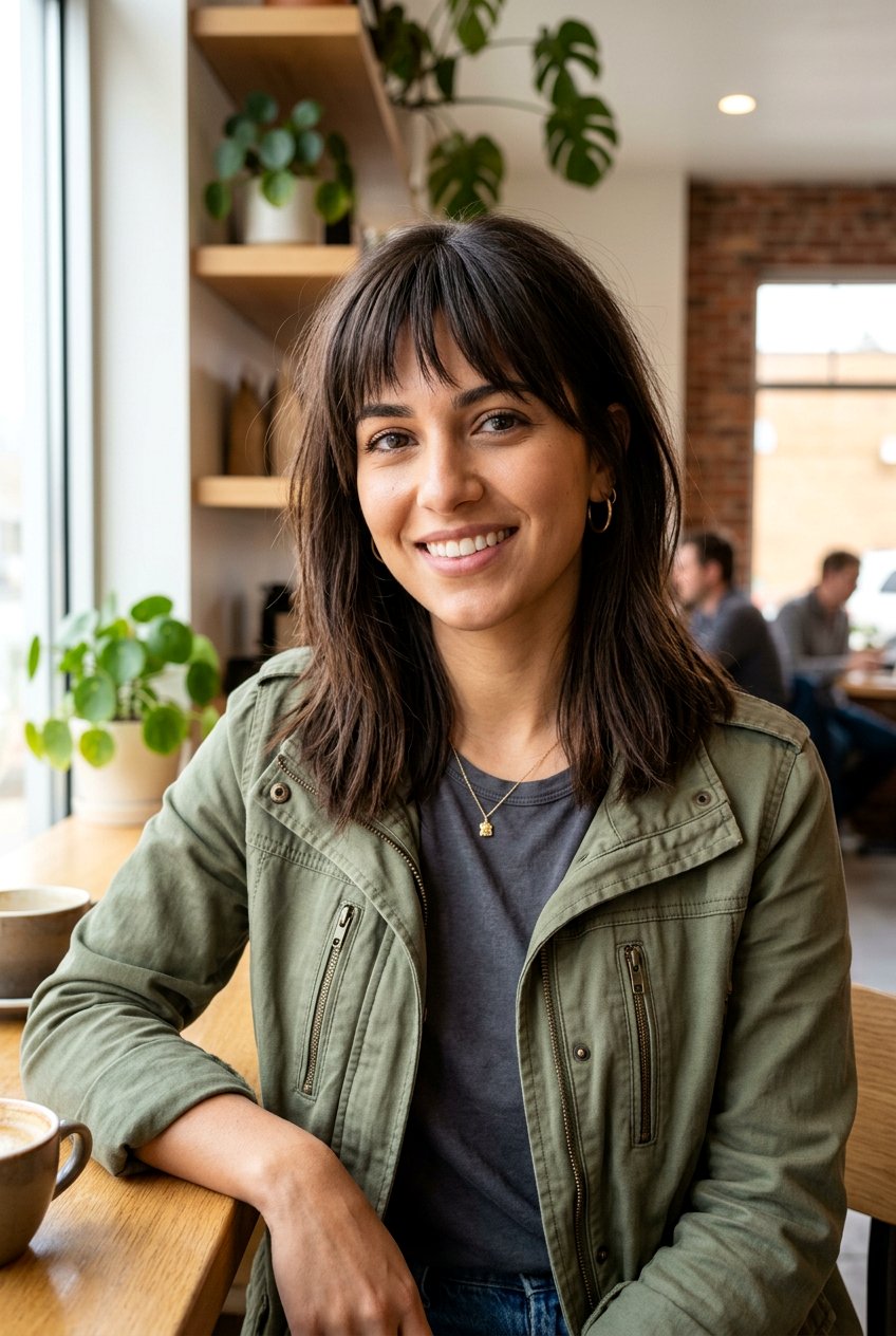 Medium Straight Hair With Textured Fringe - 20 blunt fringe for medium straight hair - 20 blunt fringe for medium straight hair