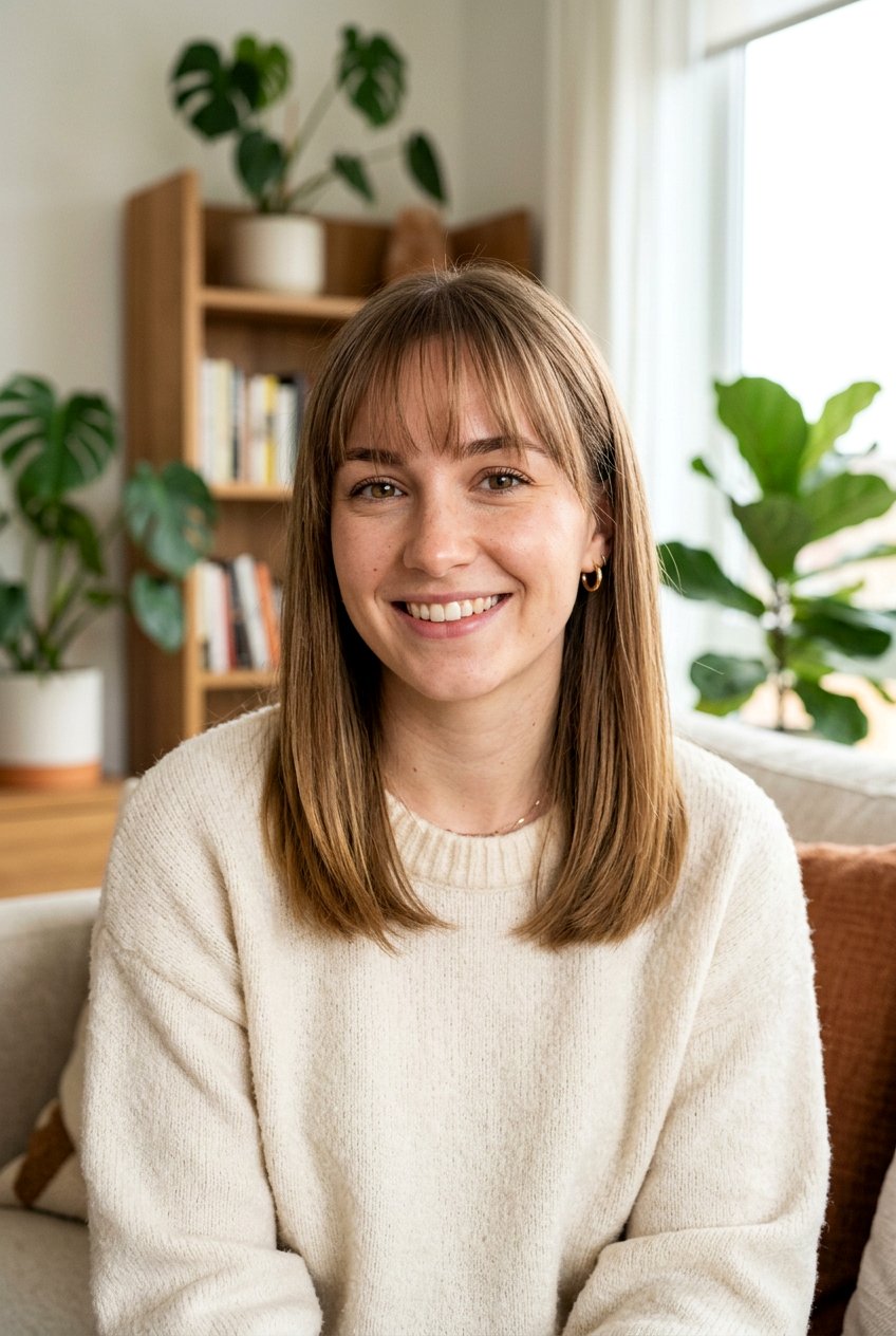 Medium Straight Hair With Wispy Blunt Bangs - 20 blunt fringe for medium straight hair - 20 blunt fringe for medium straight hair