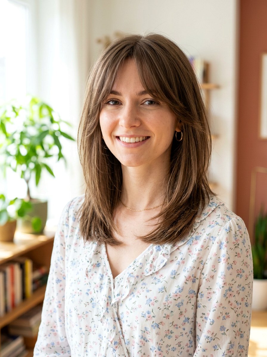 Medium Straight Wolf Cut With Curtain Bangs - 20 straight wolf cut for fine hair women - 20 straight wolf cut for fine hair women