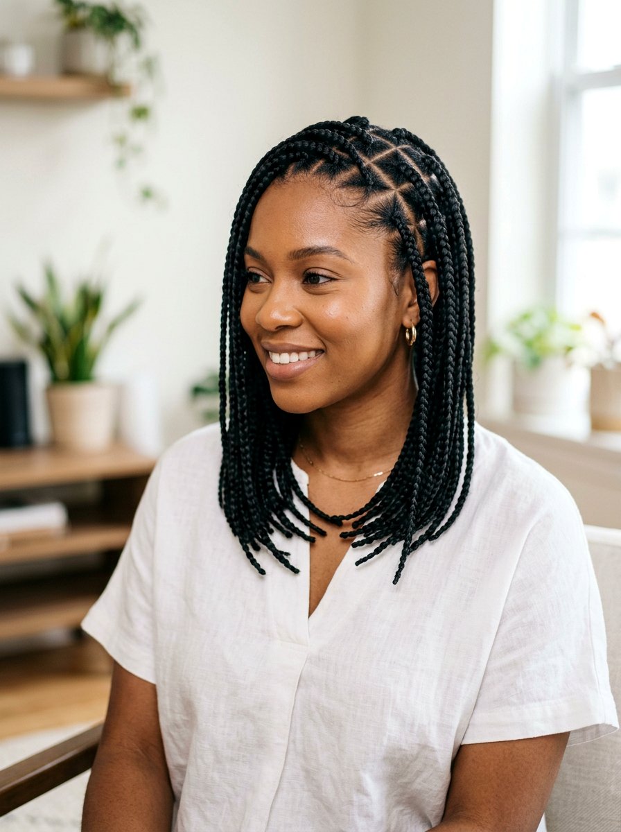 Medium Triangle Part Box Braids - 20 triangle part box braids - 20 triangle part box braids