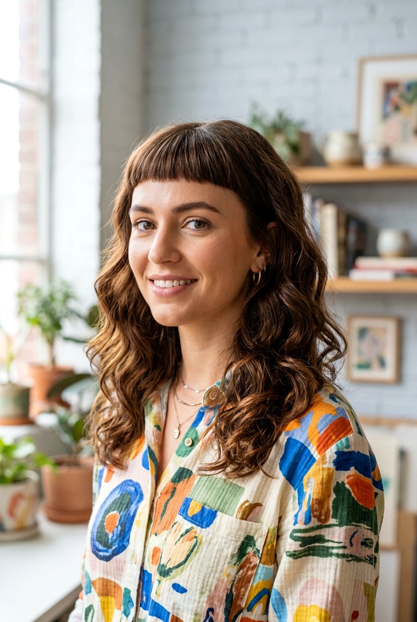 Medium Wavy Hair With Micro Bangs - 20 medium wavy haircut with bangs - 20 medium wavy haircut with bangs