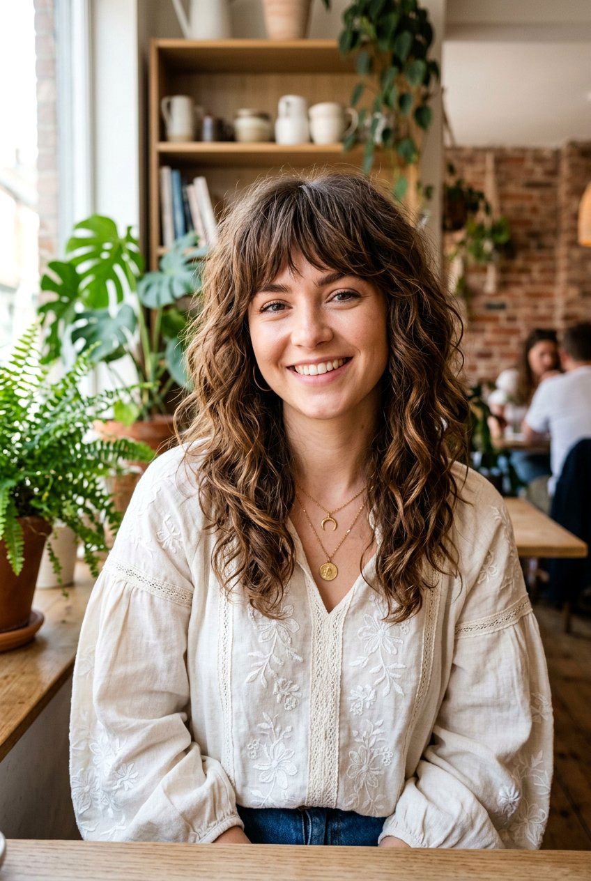 Medium Wavy Hair With Piecey Bangs - 20 medium wavy haircut with bangs - 20 medium wavy haircut with bangs