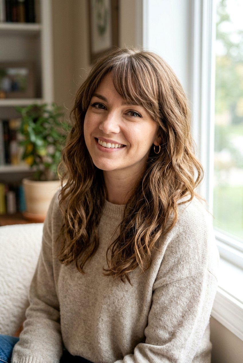 Medium Wavy Hair With Side Swept Bangs - 20 side swept fringe for medium hair - 20 side swept fringe for medium hair