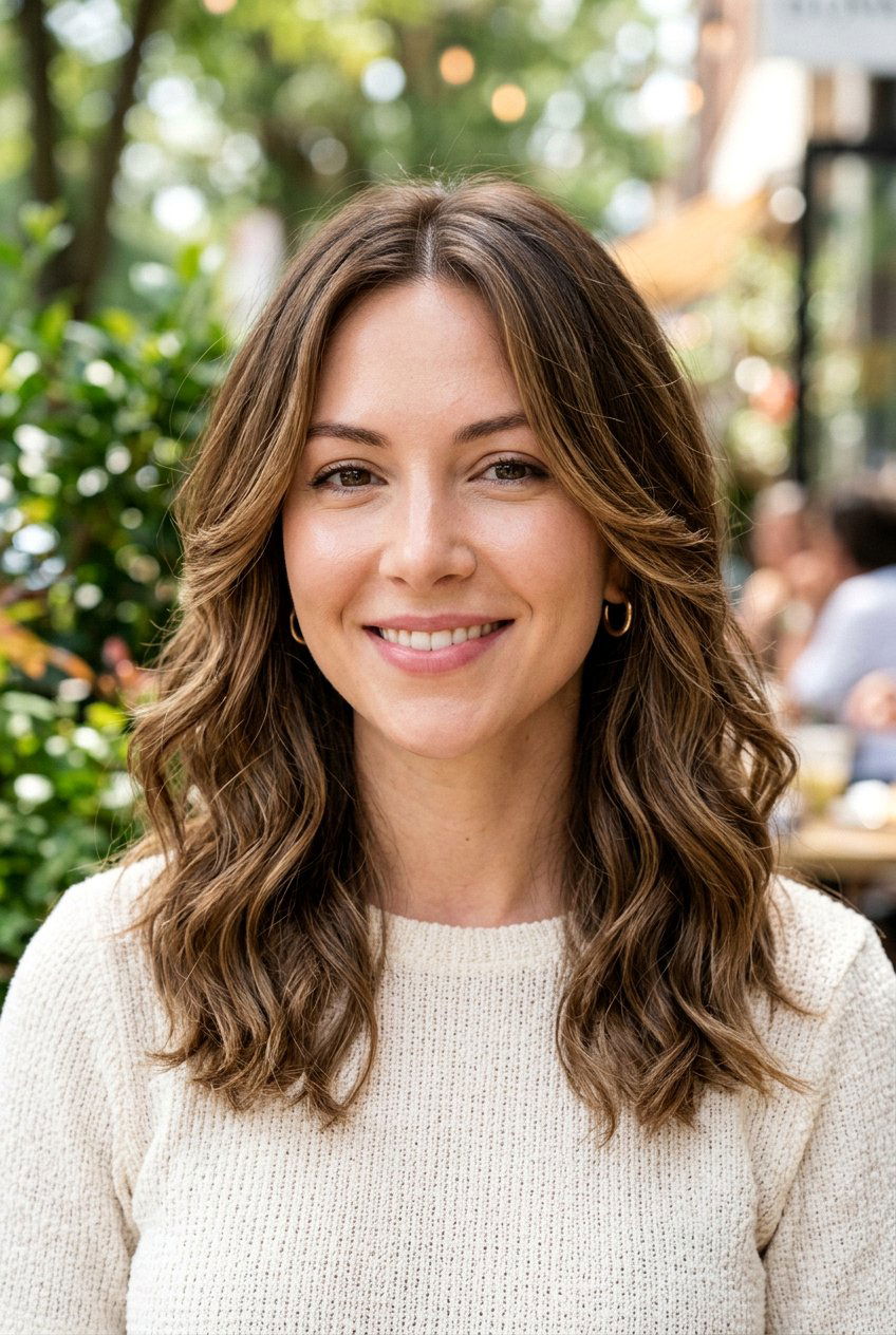 Medium Wavy Hair with Face Framing Layers for Heart Shaped Face - 20 medium haircut for heart shaped face women - 20 medium haircut for heart shaped face women