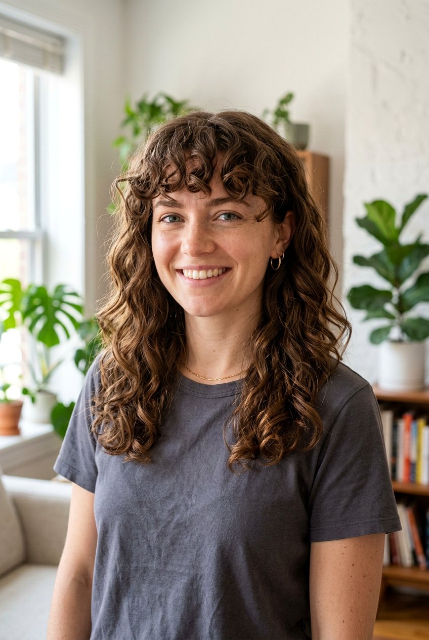 Medium Wavy Haircut With Curly Bangs - 20 medium wavy haircut with bangs - 20 medium wavy haircut with bangs