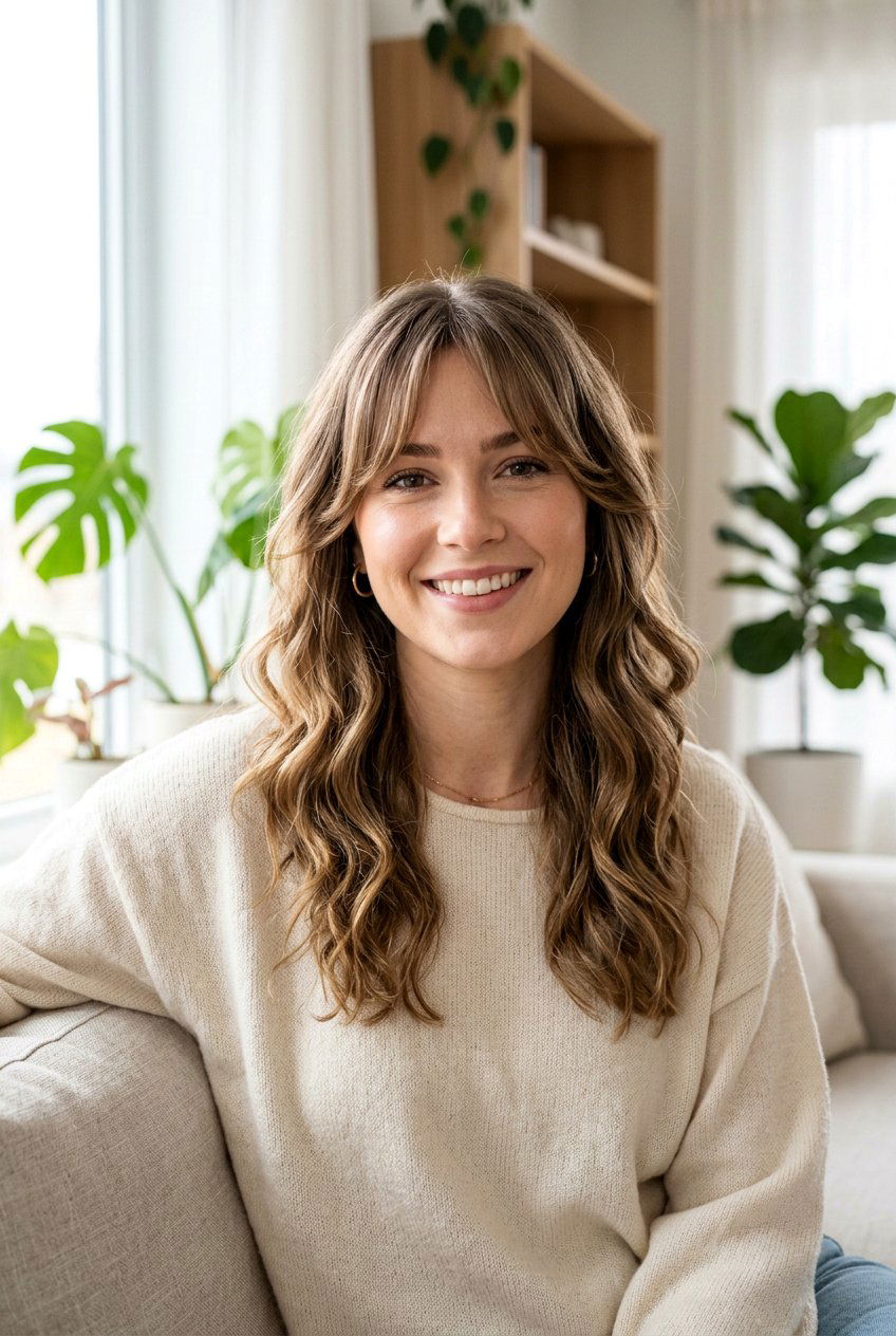 Medium Wavy Haircut With Curtain Bangs - 20 medium haircut for wavy thick hair - 20 medium haircut for wavy thick hair