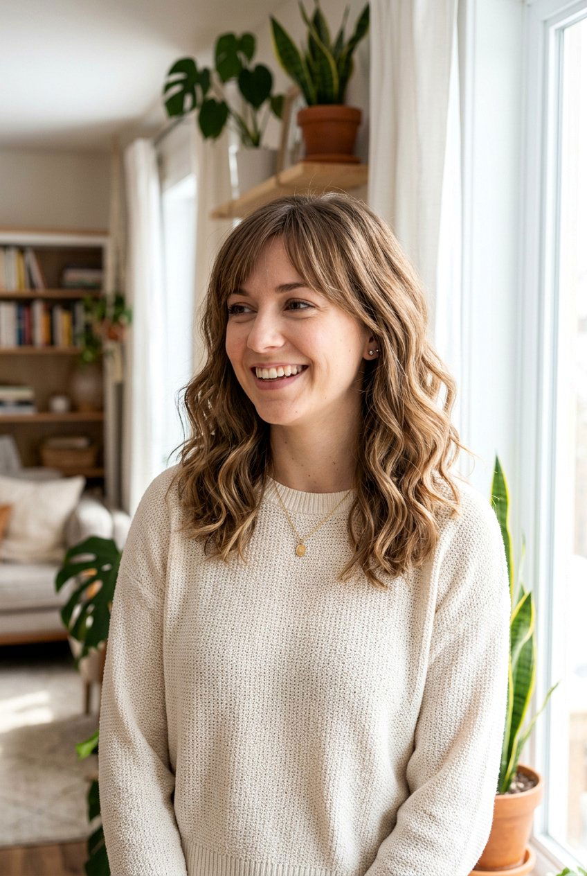 Medium Wavy Haircut With Side Fringe - 20 medium haircut with side fringe - 20 medium haircut with side fringe