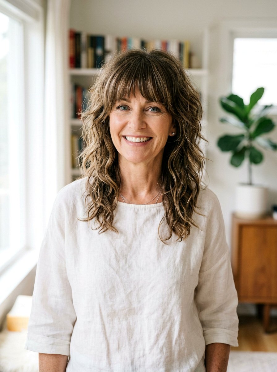 Medium Wavy Shag With Layers And Bangs - 20 wavy shag for women over 50 - 20 wavy shag for women over 50