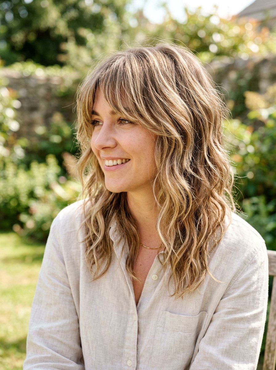 Medium Wavy Wolf Cut With Highlights - 20 wavy wolf cut for mature women - 20 wavy wolf cut for mature women