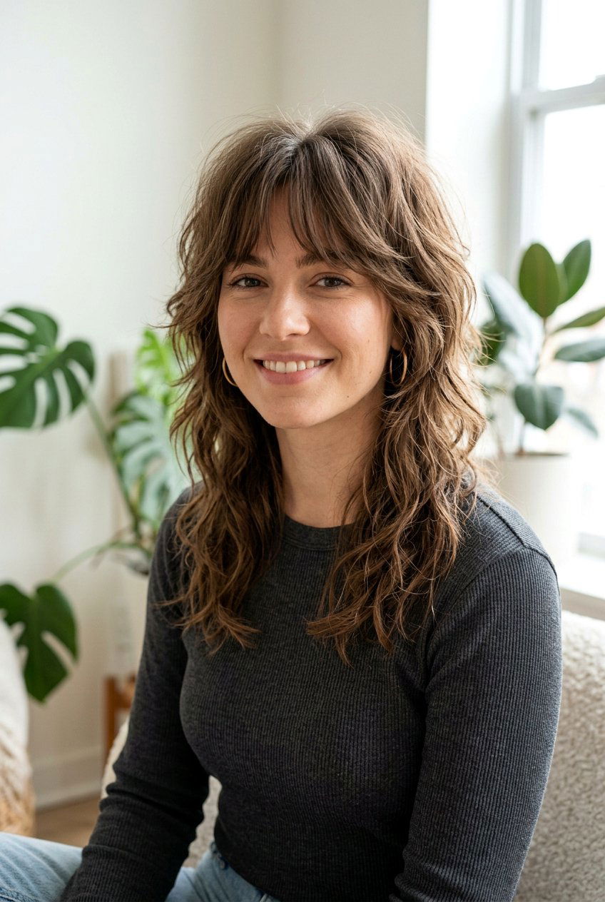 Medium Wolf Cut - 20 hairstyles for small forehead - 20 hairstyles for small forehead