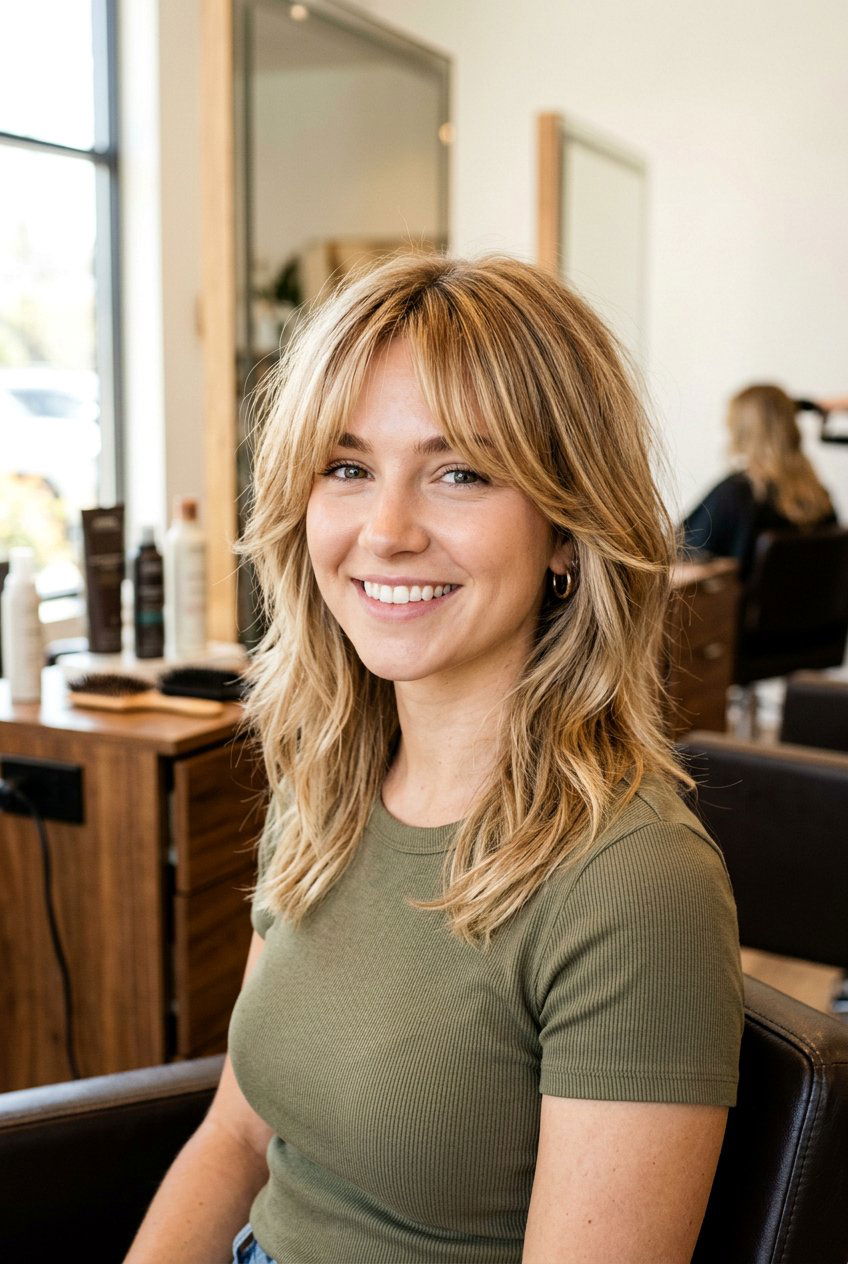 Medium Wolf Cut With Bottleneck Bangs - 20 medium wolf cut - 20 medium wolf cut