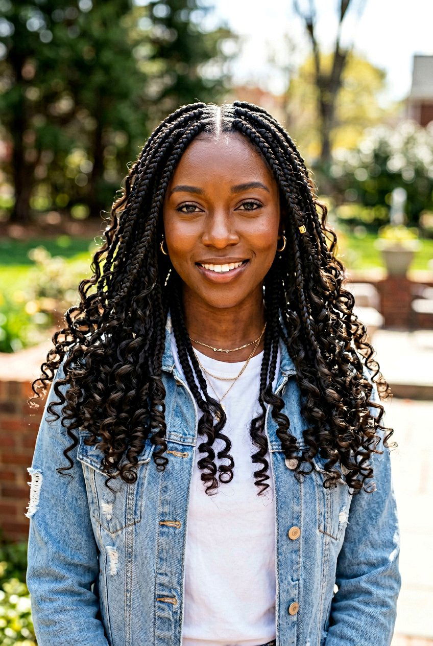 Medium boho box braids with curly ends - 20 boho box braids with curls - 20 boho box braids with curls