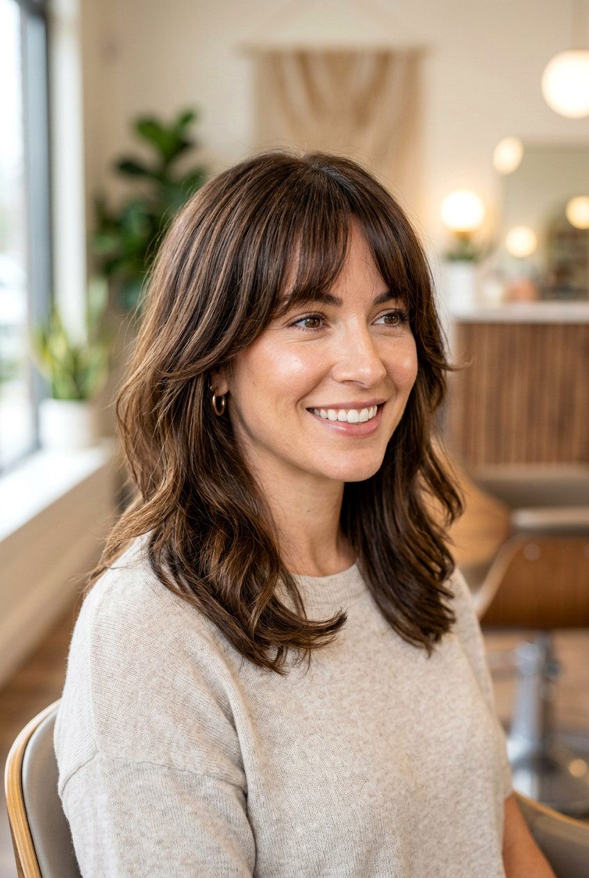 Medium length haircut with bottleneck bangs - 20 bottleneck bangs haircut - 20 bottleneck bangs haircut