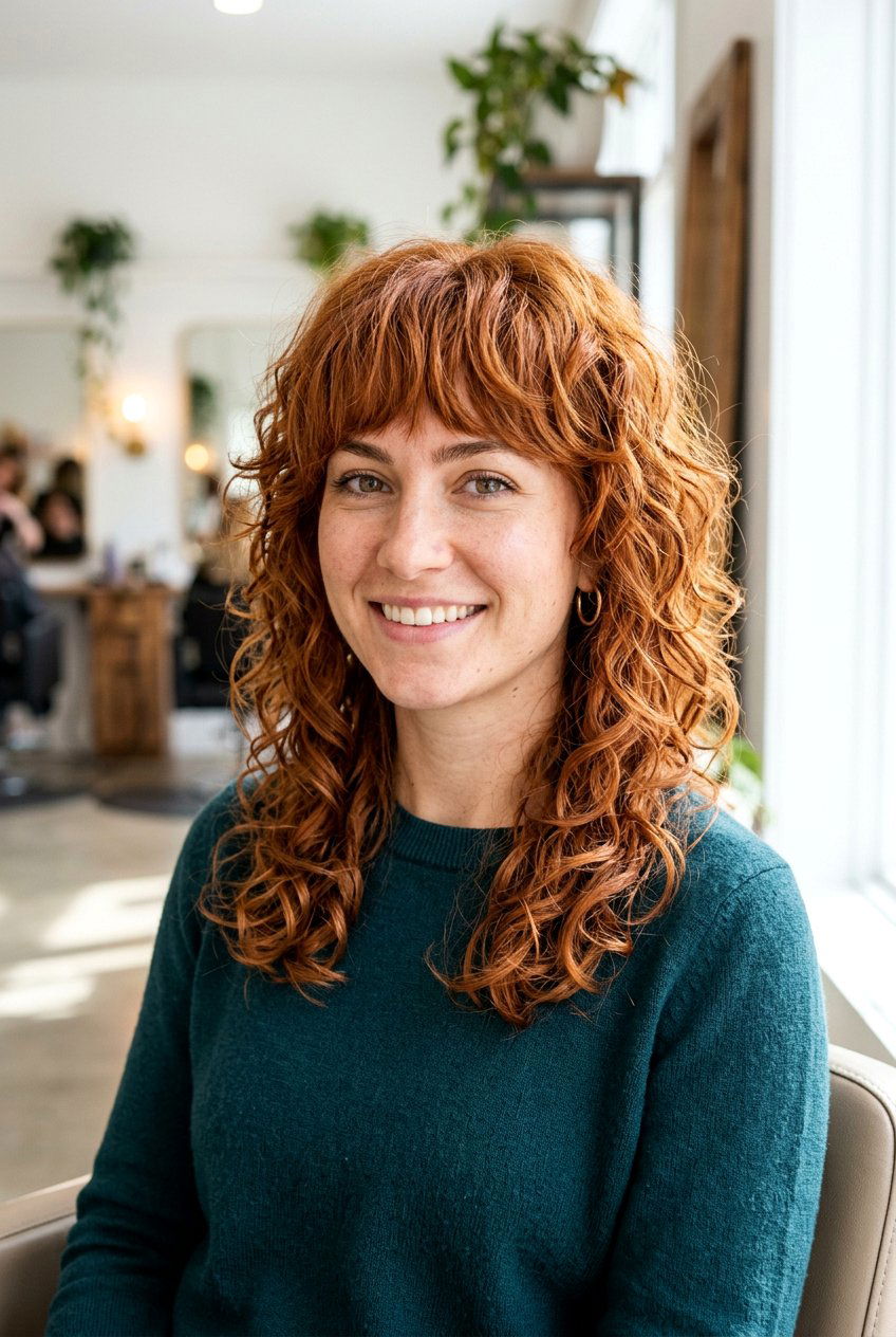 Medium length shag with bangs - 20 medium haircuts for round faces - 20 medium haircuts for round faces