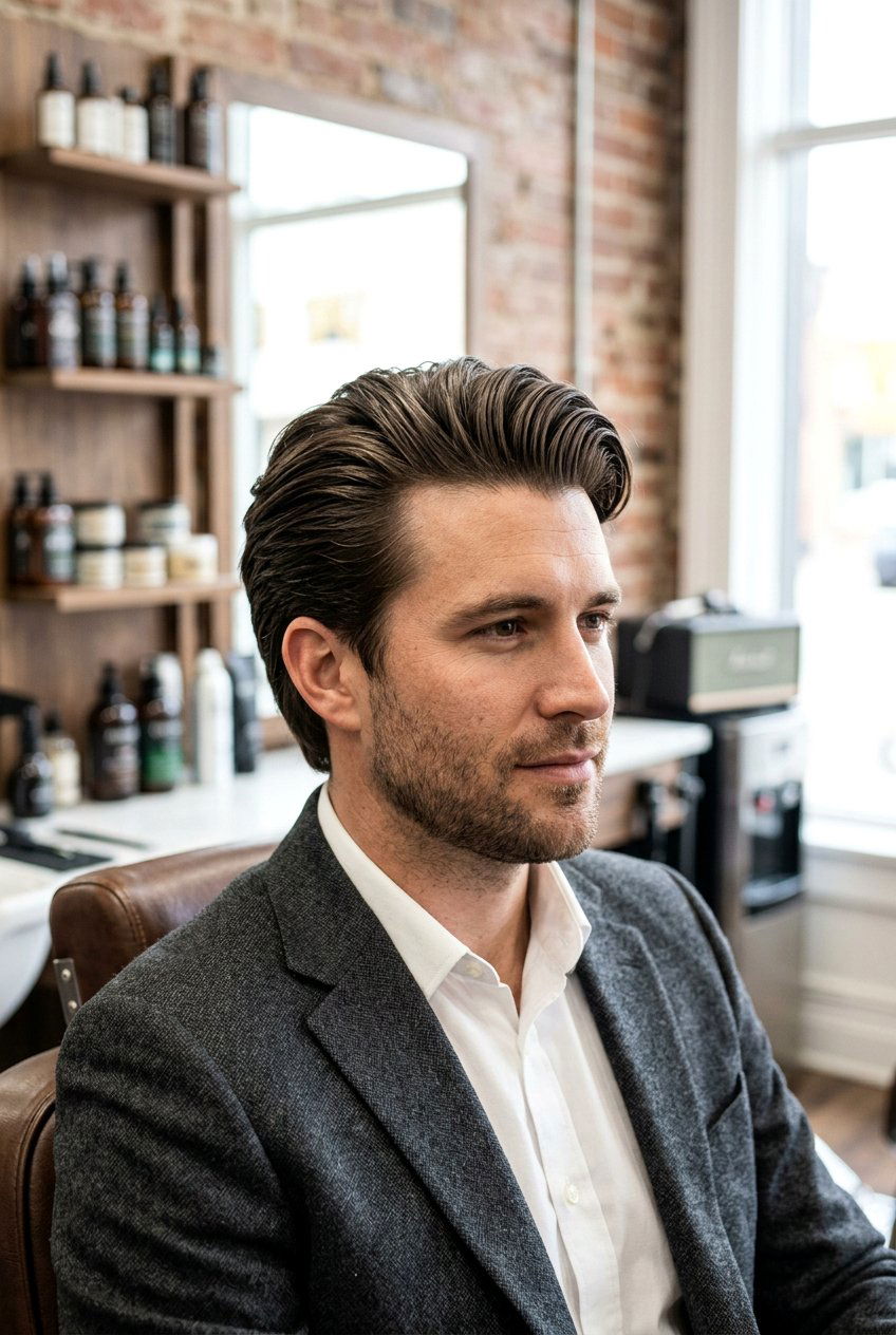 Medium length slick back - 20 slick back haircut for men - 20 slick back haircut for men