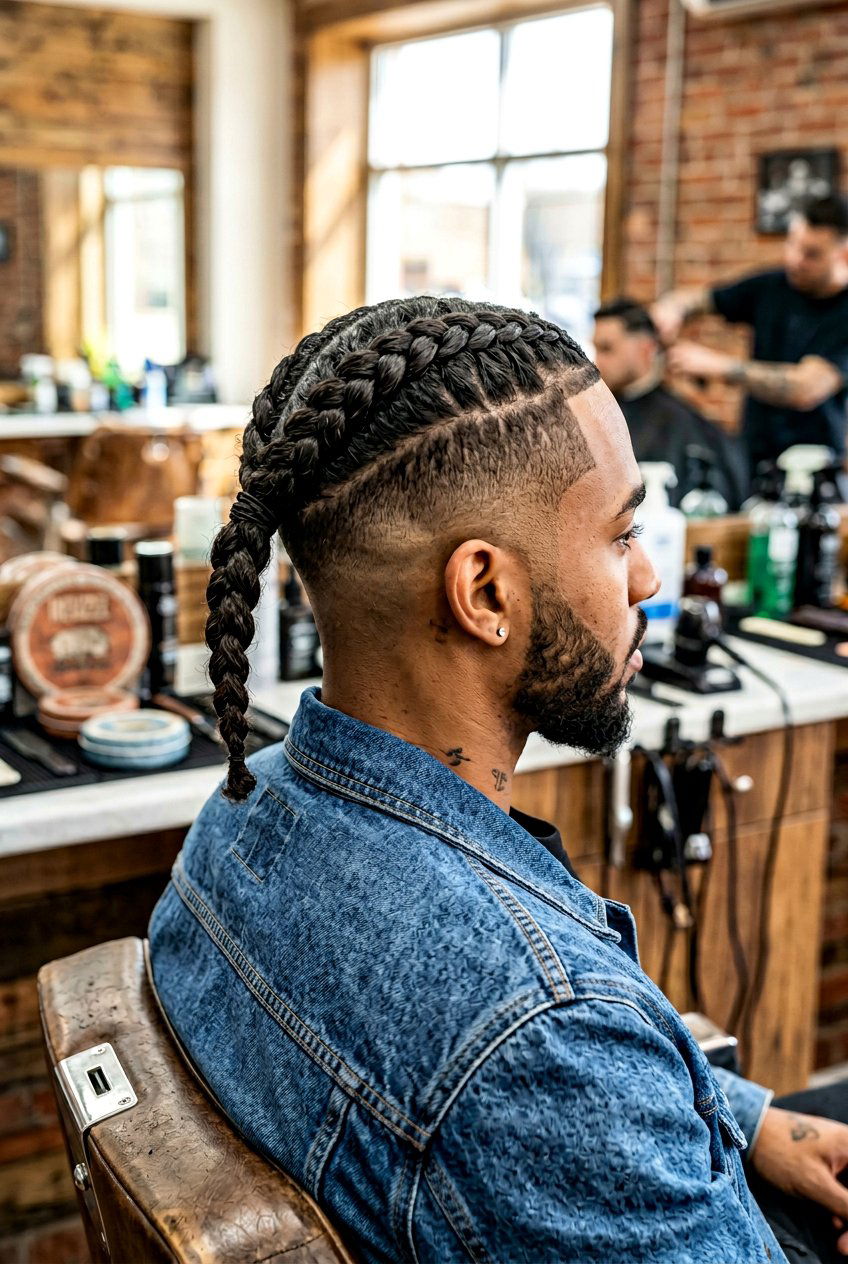 Men Braided Ponytail With Fade - 20 braided ponytail for men - 20 braided ponytail for men