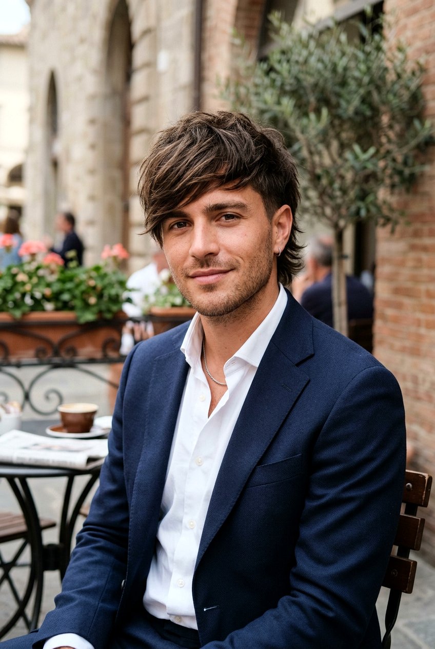 Men Shag Haircut With Side Swept Bangs - 20 men medium shag haircut with layers - 20 men medium shag haircut with layers