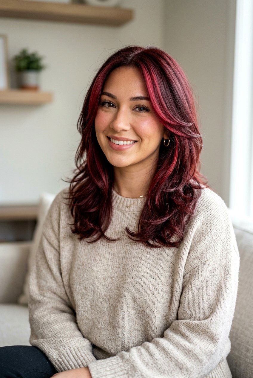 Merlot Hair Color With Face Framing Pieces - 20 merlot hair color ideas - 20 merlot hair color ideas