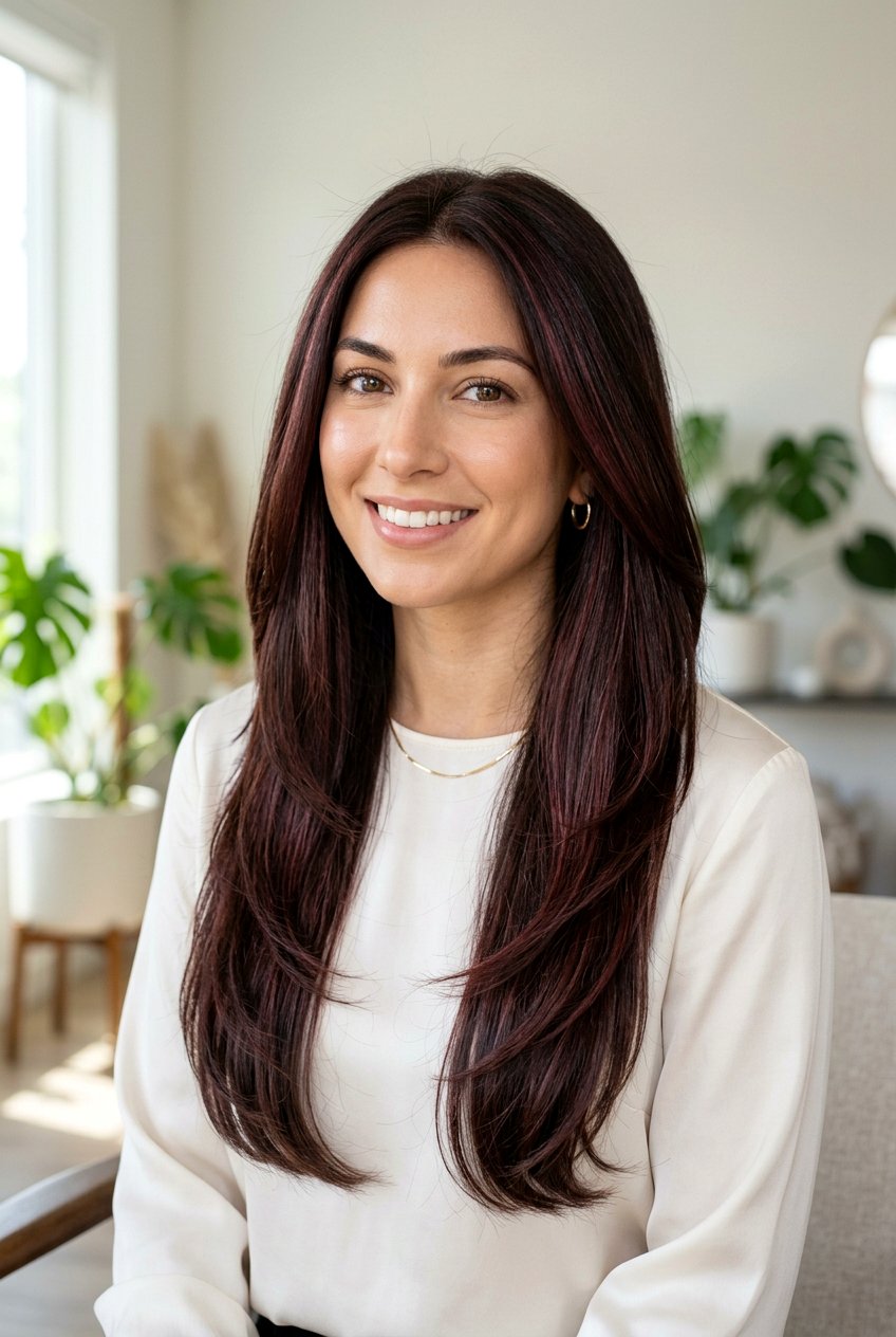 Merlot Highlights On Dark Brown Hair - 20 merlot hair color ideas - 20 merlot hair color ideas