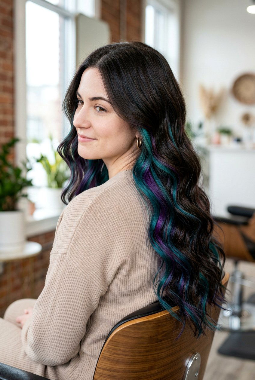 Mermaid Balayage on Dark Hair - 20 mermaid hair color ideas - 20 mermaid hair color ideas