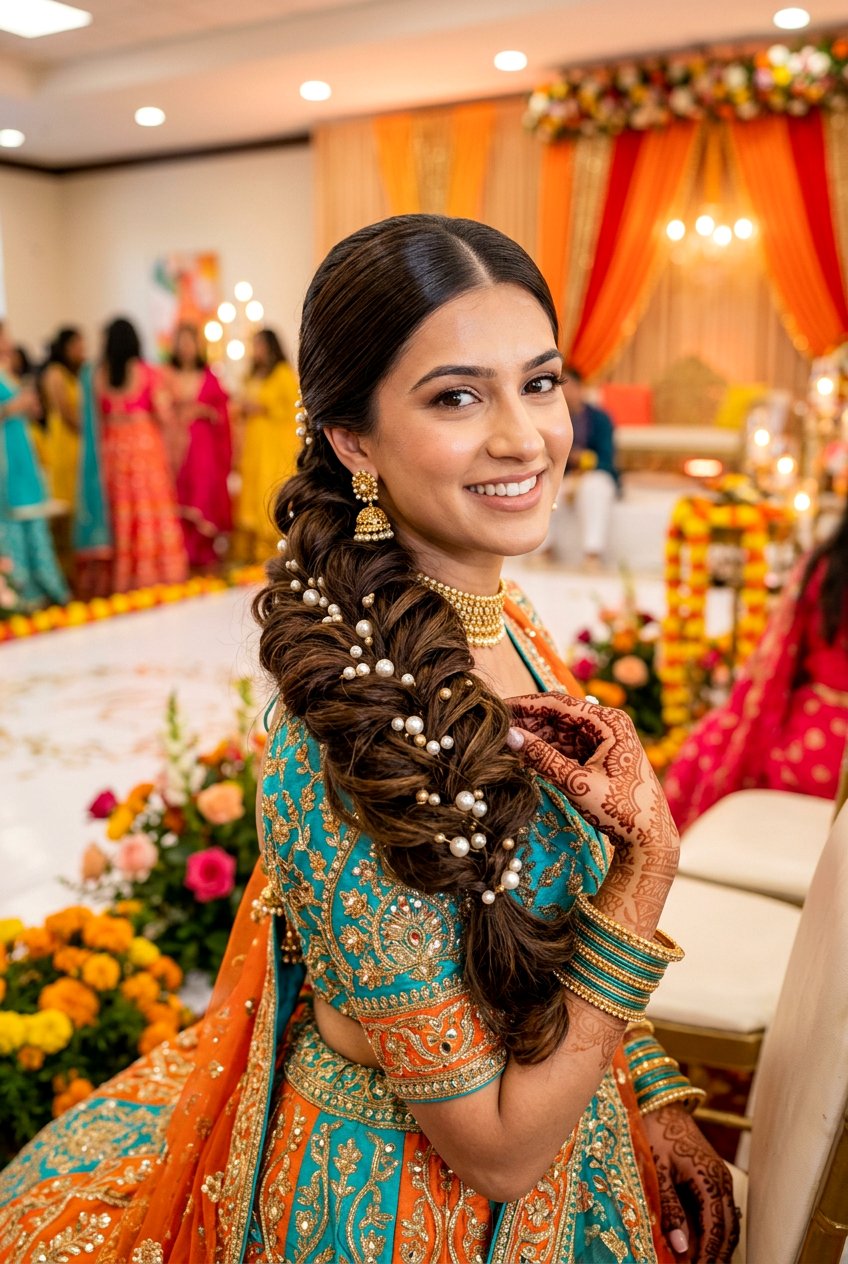 Mermaid Braid For Mehndi Function - 20 mehndi braid hairstyles - 20 mehndi braid hairstyles