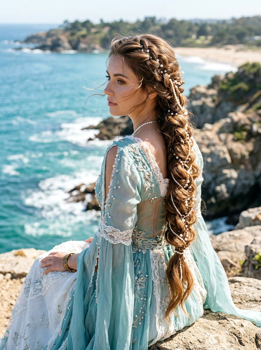 Mermaid Braid with Pearls - 20 prom hairstyles with pearls - 20 prom hairstyles with pearls