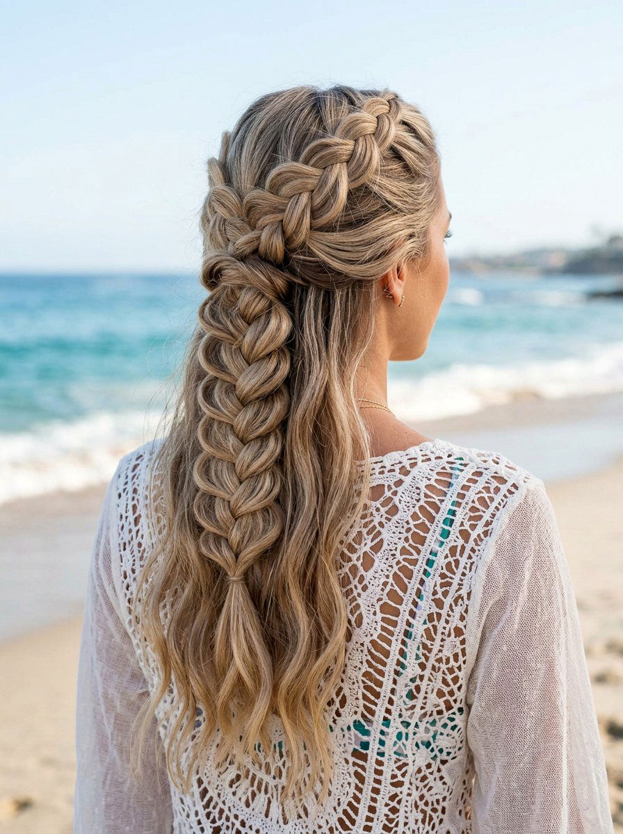 Mermaid Braided Half Updo - 20 vacation hairstyle with braided half updo - 20 vacation hairstyle with braided half updo