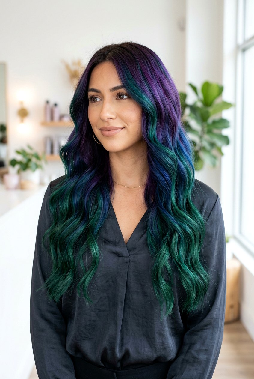 Mermaid Hair with Jewel Tones - 20 mermaid hair color ideas - 20 mermaid hair color ideas