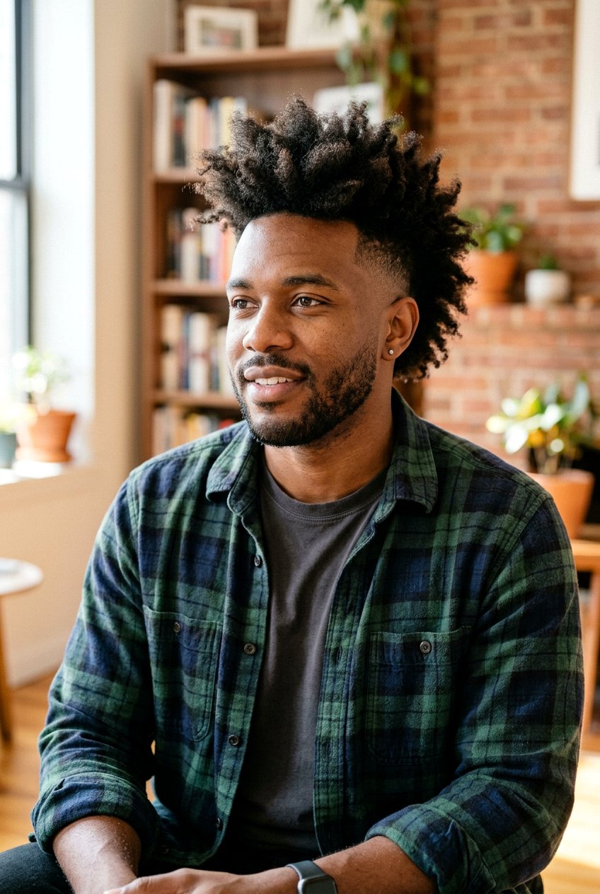 Messy Afro Mohawk With Taper - 20 afro mohawk hairstyle - 20 afro mohawk hairstyle