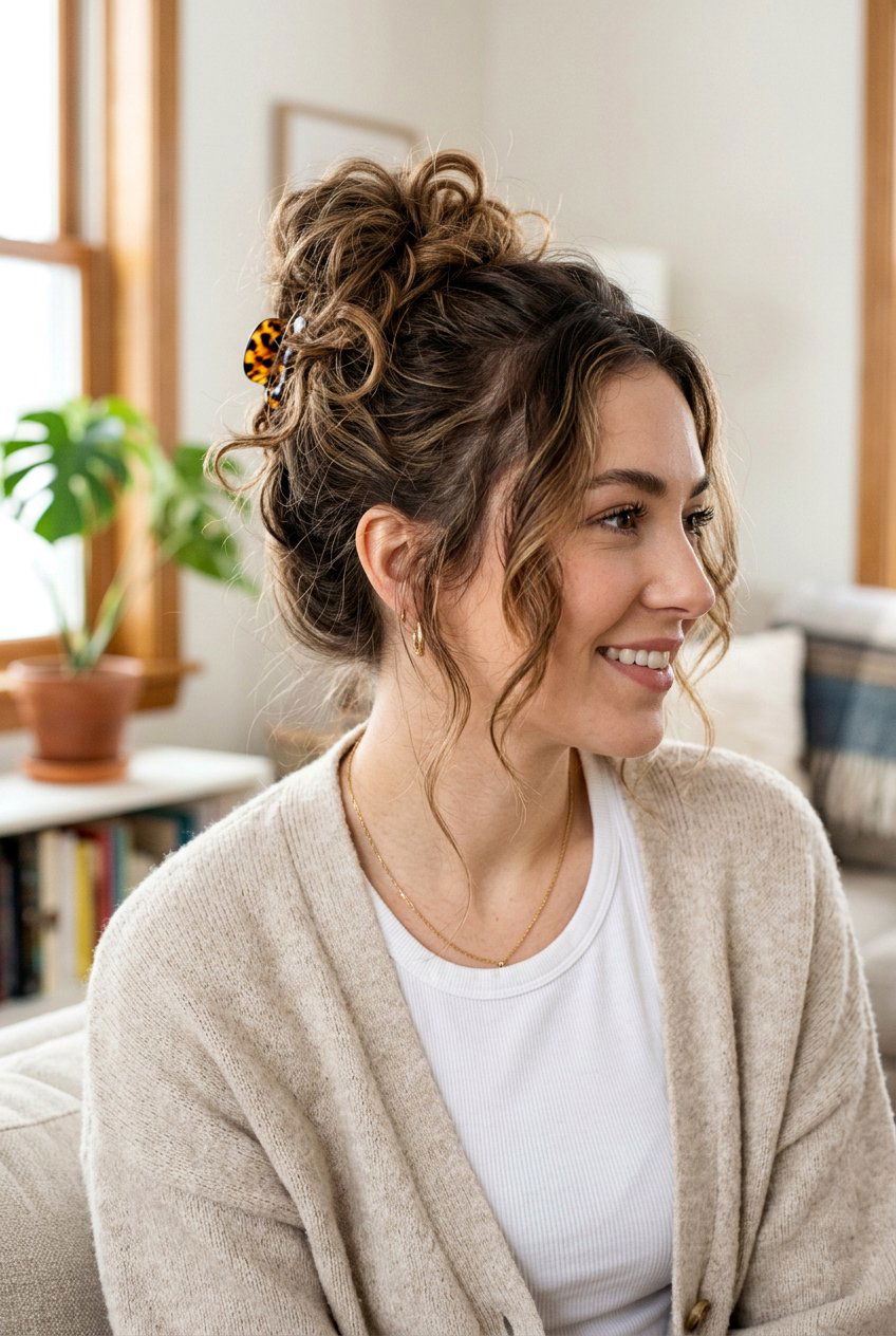 Messy Banana Clip Bun - 20 banana clip hairstyles - 20 banana clip hairstyles