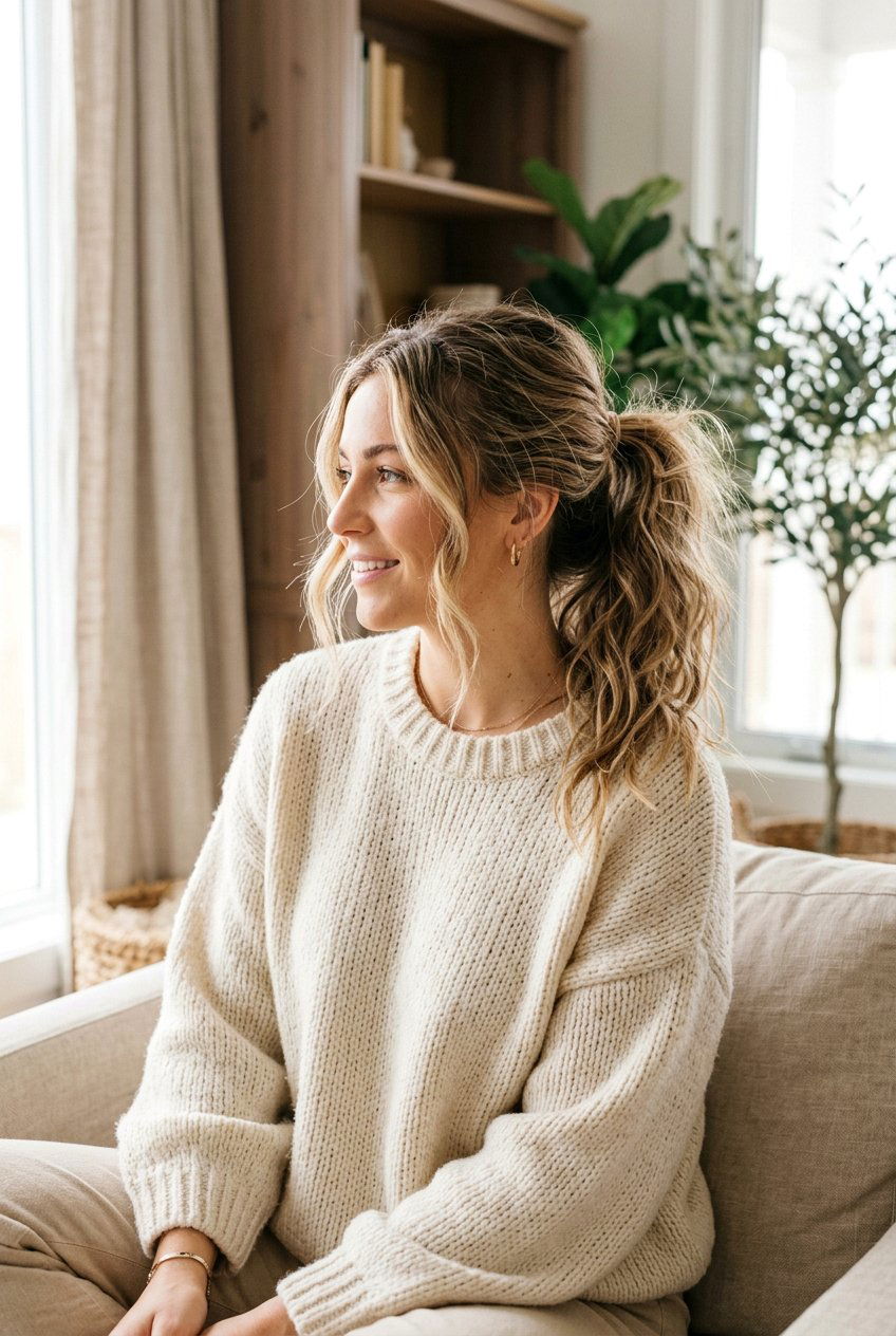 Messy Beach Waves Ponytail - 20 beach waves ponytail hairstyle - 20 beach waves ponytail hairstyle